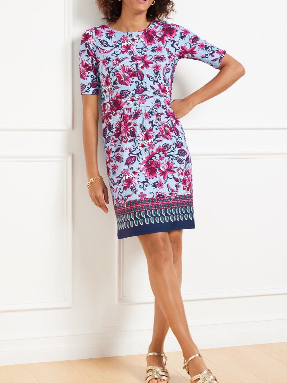 Talbots Effortless Jersey Sheath Dress Floral Chrysanthemum Print Size XL